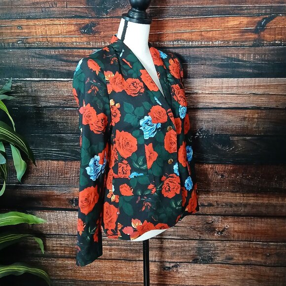 Vince Camuto Blazer Jacket 4 Petite Floral Rose Print - Picture 6 of 10